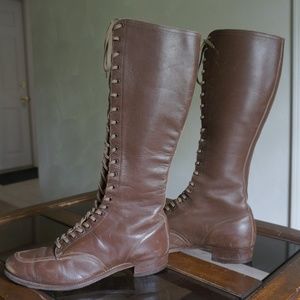 1930s Women's Brown Leather Lace-Up Riding Boots